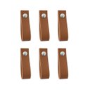 Ver imagem 1 de Kit 6 Puxadores em Tecido Sintético Marrom 6x2cm para Móveis, Armários, Gavetas e Portas