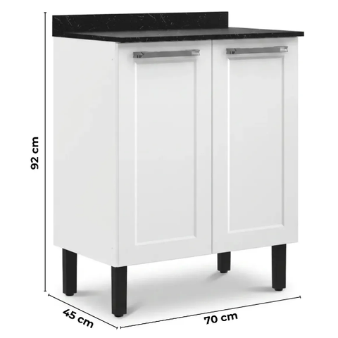 Balcão 70cm 2 Portas Florença Branco - Itatiaia