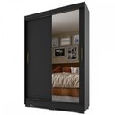 Ver imagem 2 de Guarda-Roupa Solteiro Cancun 2 Portas 2 Gavetas com Espelho Preto - Fama Móveis