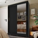 Ver imagem 1 de Guarda-Roupa Solteiro Cancun 2 Portas 2 Gavetas com Espelho Preto - Fama Móveis