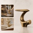 Ver imagem 1 de Torneira de Banheiro Lavabo Luxo Dubai Monocomando Ouro Escovado Goldenx