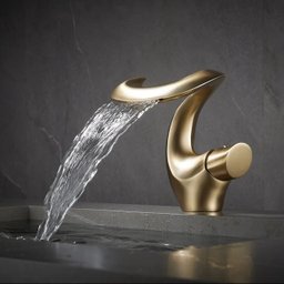 Torneira de Banheiro Lavabo Luxo Dubai Monocomando Ouro Escovado Goldenx - 7