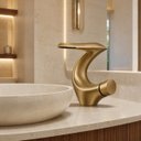 Ver imagem 4 de Torneira de Banheiro Lavabo Luxo Dubai Monocomando Ouro Escovado Goldenx