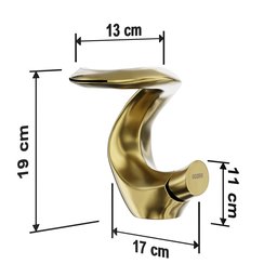 Torneira de Banheiro Lavabo Luxo Dubai Monocomando Ouro Escovado Goldenx - 3
