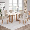 Ver imagem 1 de Conjunto Sala Jantar Mesa Yara 160 cm Canto Arred c/ Vidro 6 Cadeiras Bella Henn