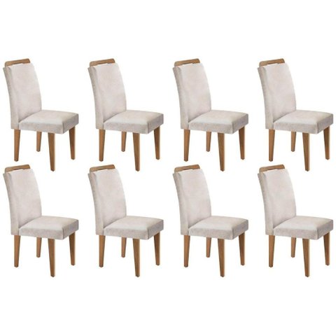 Conjunto: Mesa Sala Jantar Athenas Kit 8 Un Imbuia/veludo Creme - Rufato