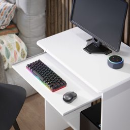 Mesa Computador com Suporte Cpu e Gaveta para Teclado:branco - 4
