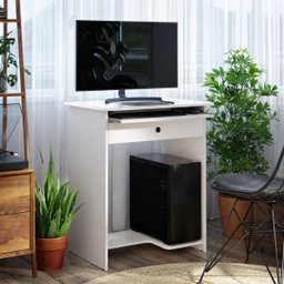 Mesa Computador com Suporte Cpu e Gaveta para Teclado:branco - 2
