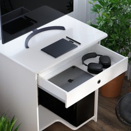 Mesa Computador com Suporte Cpu e Gaveta para Teclado:branco - 7