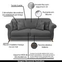 Ver imagem 3 de Sofá Decorativo 220cm 3 Lugares com 4 Almofadas Armstrong Suede Cinza - Gran Belo