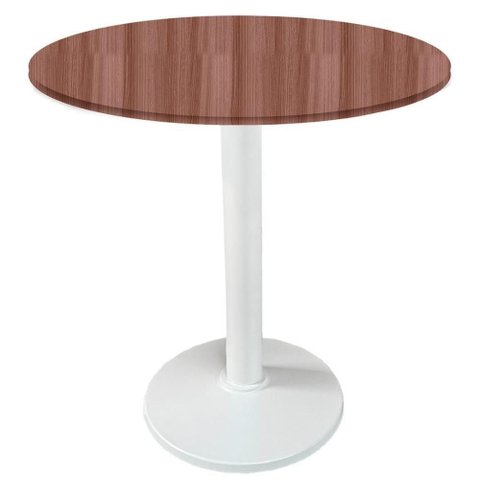 Mesa Zeta Ferro Branco 75 Cm (alt) Disco Redondo Tampo Mdp Redondo 80 Cm (larg) X 2,5 Cm (alt)