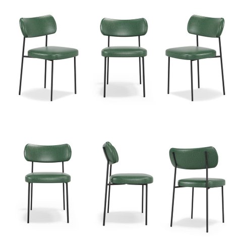 Conjuto 6 Cadeiras Escritório Stela Couríssimo Verde - Belliv Decor