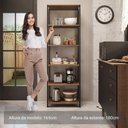 Ver imagem 4 de Armário Estante Multiuso Organizador 5 Prateleiras 59cm Rustic Preto Madesa