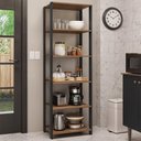Ver imagem 1 de Armário Estante Multiuso Organizador 5 Prateleiras 59cm Rustic Preto Madesa
