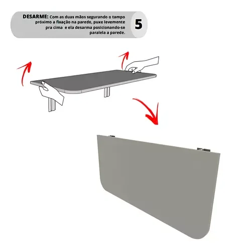 Ver imagem 4 de Bancada Branco Retrátil de Parede Moderna Escritório 66x35