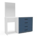 Ver imagem 2 de Cômoda Penteadeira Valência 4 Gavetas Espelho 149x160cm Azul/Branco 250803
