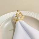 Ver imagem 5 de Kit de 10 Anéis para Guardanapos Árvore de Natal Dourado