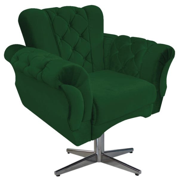 Kit 3 Poltronas Berlim Base Giratória de Metal Suede Verde - Doce Sonho Móveis - 2