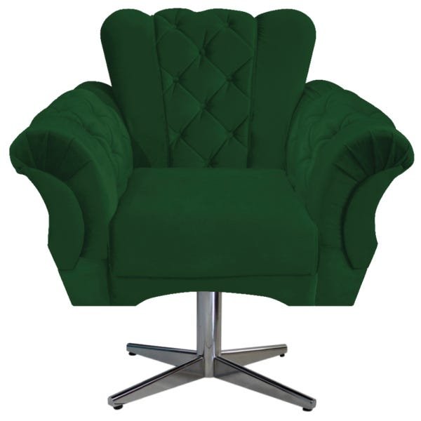 Kit 3 Poltronas Berlim Base Giratória de Metal Suede Verde - Doce Sonho Móveis - 3