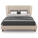 Ver imagem 5 de Cabeceira King Nilo 195cm com Cama Pés Madeira Suném P05 Veludo Bege - Lyam Decor