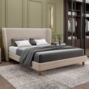 Ver imagem 4 de Cabeceira King Nilo 195cm com Cama Pés Madeira Suném P05 Veludo Bege - Lyam Decor