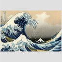 Ver imagem 2 de Quadro Oriental A Grande Onda De Kanagawa Tela Moldura Preta 95X63Cm