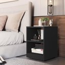 Ver imagem 1 de Mesa de Cabeceira Decore Slim com Rodinhas para Apartamento Pequeno Preto