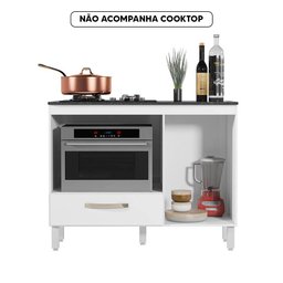 Balcão para Cooktop 4 e 5 Bocas 1 Porta 1 Gaveta Branco Fit Nicioli - 2
