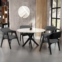 Ver imagem 2 de Kit 4 Cadeiras Sala de Jantar Estar Living Estofada Suran L02 Preto Linho Cinza Escuro - Lyam Decor