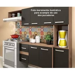 10 Puxadores para Armário Cozinha Cromado Prateado Elegance - 4