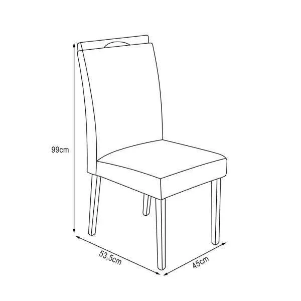 Conjunto Mesa De Jantar Off White 160x90cm 3D Castanho 6 Cadeiras Estofadas Castanho Marrom - 6