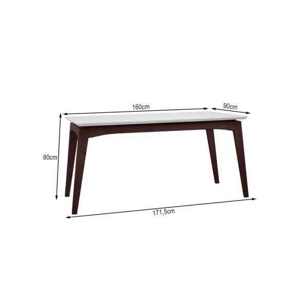 Conjunto Mesa De Jantar Off White 160x90cm 3D Castanho 6 Cadeiras Estofadas Castanho Marrom - 5