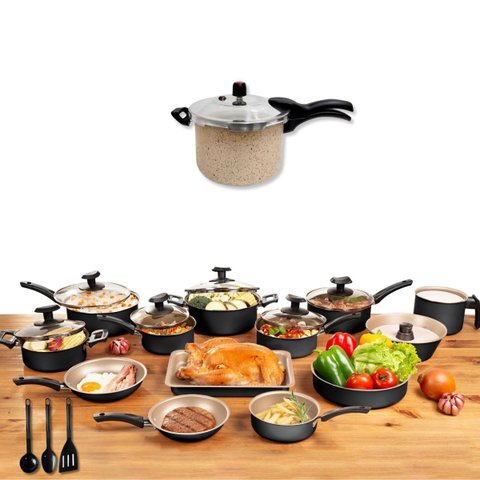 Conjunto Panelas 17 Pc Antiaderente Panela Pressão 4,5l