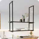 Ver imagem 1 de Nicho Preto Prateleira Suspensa Teto Cozinha Preta 1.20Mt