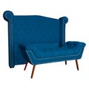 Ver imagem 1 de Conjunto Sienna Cabeceira e Recamier Queen 160 Cm Suede Azul Royal - LM DECOR