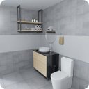 Ver imagem 2 de Nicho Preto Prateleira Suspensa Teto Banheiro Madeira 1.20mt