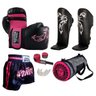 Kit Muaythai Luva Caneleira Shorts Bolsa Bandagem Bucal Pink - 1