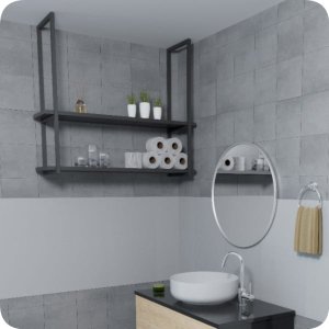 Nicho Preto Prateleira Suspensa Teto Banheiro Preta 60cm