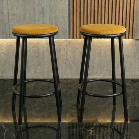 Banquetas Altas Multiuso Estofada Suede Cozinha Eva:amarelo