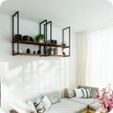 Ver imagem 1 de Nicho Preto Prateleira Suspensa Teto Sala Madeirado 1.20mt