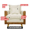 Ver imagem 7 de Poltrona Sofá Reclinável Londres Corino Nozes e Linho Bege Conforto Plumante Ultramacio - Arkell