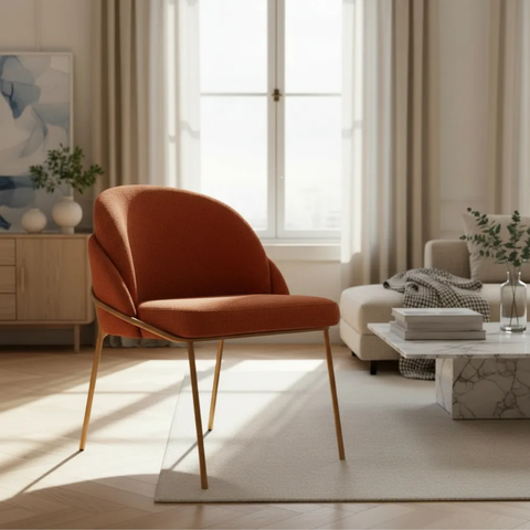 Cadeira Poltrona Decorativa Nuvem Premium Orgânico:bouclé Terra Cota