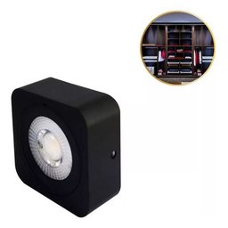 Kit 10 Spot Led Quadrado Fixo Sobrepor 5w 3 Opções de Luz - Preto Branco Frio - 127/220v - 3