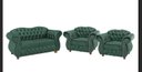 Ver imagem 1 de Conjunto 1 Namoradeira + 2 Poltronas Chesterfield Merlô Suede Verde Musgo / Decoração, barbearia, sa
