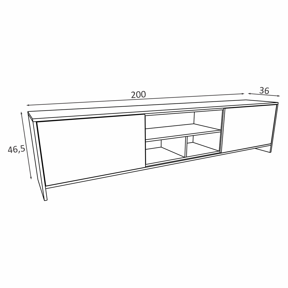 Rack para TV 200cm 02 Portas 03 Prateleiras Rak2020-Brme Estilare Branco - 2