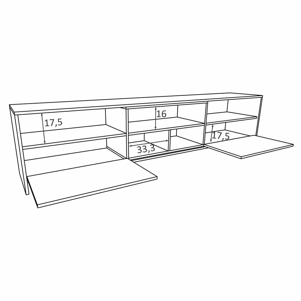 Rack para TV 200cm 02 Portas 03 Prateleiras Rak2020-Brme Estilare Branco - 5