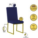 Ver imagem 2 de Kit 8 Cadeiras de Jantar com Base de Ferro Dourado – Balaqui Cor:azul Marinho