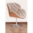 Ver imagem 1 de Poltrona Decorativa Bella Laminada Pé Giratório de Alumínio Capitonê Cor:bege