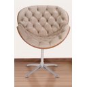 Ver imagem 2 de Poltrona Decorativa Bella Laminada Pé Giratório de Alumínio Capitonê Cor:bege