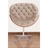 Poltrona Decorativa Bella Laminada Pé Giratório de Alumínio Capitonê Cor:bege - 2